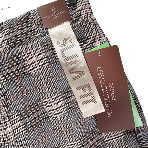 NWT Polished & Poised Pants Plaid Petite Slim Pull On Trousers Stretch Soft PM - Picture 10 of 15
